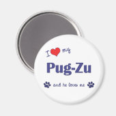 Ik hou van mijn pug-zu (mannenhond) magneet (Voorkant / Achterkant)