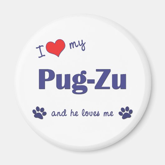 Ik hou van mijn pug-zu (mannenhond) magneet (Voorkant)
