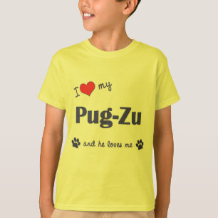 Ik hou van mijn pug-zu (mannenhond) t-shirt