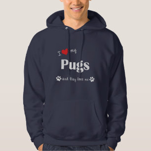 Ik hou van mijn pugs (meerdere honden) hoodie