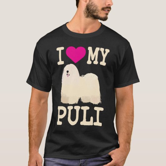 Ik hou van mijn Puli Cute Hungarian Puli Dreadlock T-shirt (Voorkant)