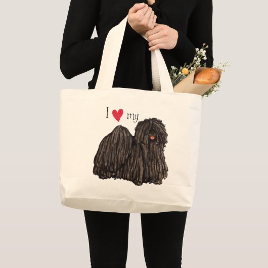 Ik hou van mijn Puli Grote Tote Bag (Voorkant (product))