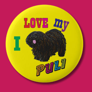 Ik hou van mijn Puli hondenpin badge Ronde Button 5,7 Cm