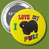 Ik hou van mijn Puli hondenpin badge Ronde Button 5,7 Cm