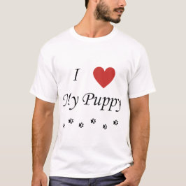 Ik hou van mijn puppy tekst en hart t-shirt