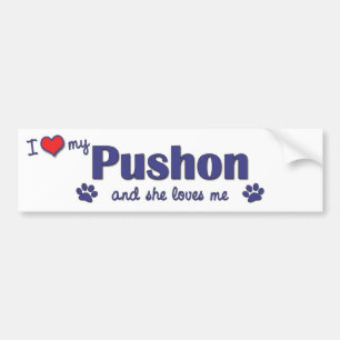 Ik hou van mijn pushon (Vrouw Dog) Bumpersticker