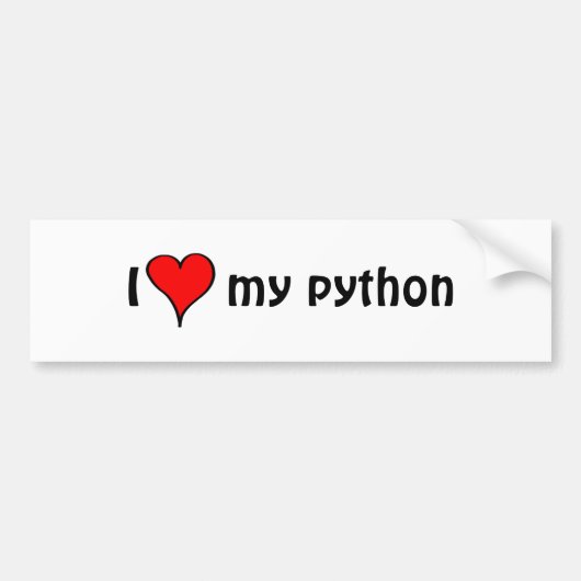Ik hou van mijn Python Bumpersticker (Voorkant)