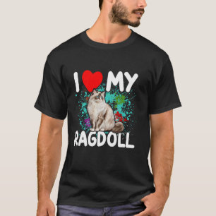 Ik hou van mijn Ragdoll Cat Lover Heart Ragdoll Mo T-shirt