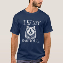 Ik hou van mijn Ragdoll, Kat en Pootafdrukken Wit T-shirt
