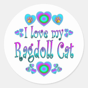 Ik hou van mijn ragdoll-kat ronde sticker
