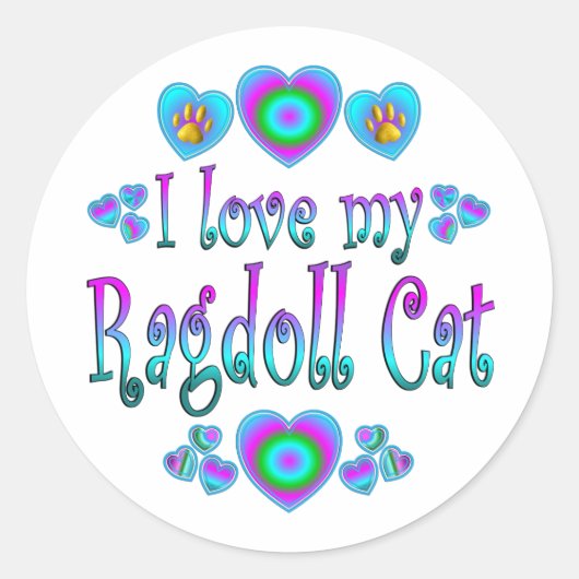 Ik hou van mijn ragdoll-kat ronde sticker (Voorkant)