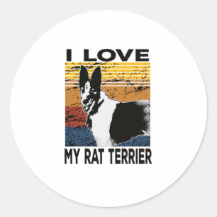 Ik hou van mijn rat terrier, hond mode op ronde sticker