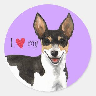 Ik hou van mijn Rat Terrier Ronde Sticker