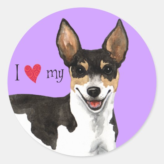Ik hou van mijn Rat Terrier Ronde Sticker (Voorkant)