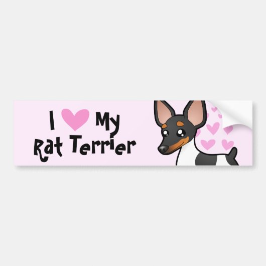 Ik hou van mijn Rat Terrier / Toy Fox Terrier Bumpersticker (Voorkant)