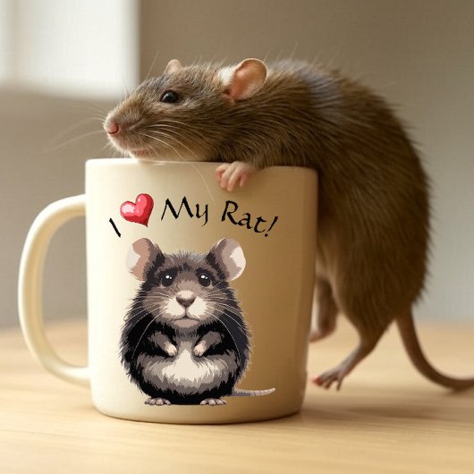 Ik hou van mijn rat! tweekleurige koffiemok