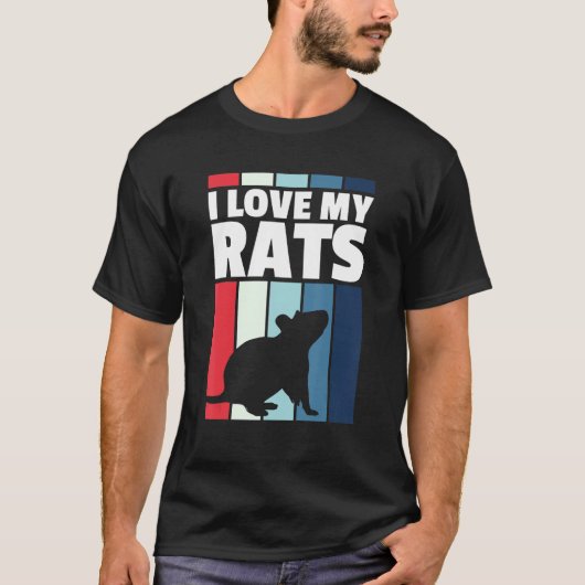 Ik hou van mijn Rats Retro Rat T-shirt (Voorkant)