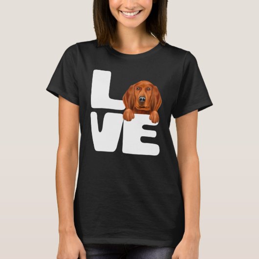 Ik hou van mijn Redbone Coonhound-hond T-shirt (Voorkant)