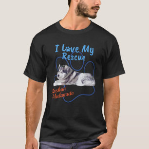 Ik hou van mijn redding Alaskan Malamute Cool gead T-shirt
