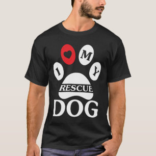 Ik hou van mijn reddingshond - Bold Paw Print Desi T-shirt