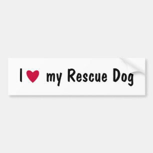 Ik hou van mijn reddingshond bumper sticker