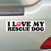 Ik hou van mijn reddingshond bumpersticker (Op auto)