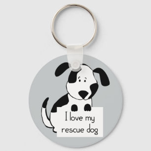 Ik hou van mijn reddingshond Dog Cute Cartoon      Sleutelhanger