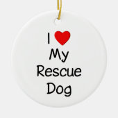 Ik hou van mijn reddingshond keramisch ornament (Voorkant)