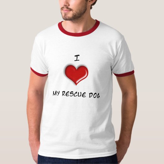 Ik hou van mijn reddingshond! t-shirt (Voorkant)