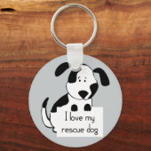 Ik hou van mijn reddingsvee van Dog Cute Cartoon Q Sleutelhanger (Voorkant)