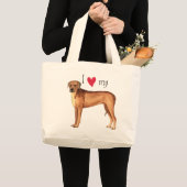 Ik hou van mijn Rhodezische Ridgeback Grote Tote Bag (Voorkant (product))