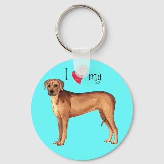 Ik hou van mijn Rhodezische Ridgeback Sleutelhanger (Voorkant)