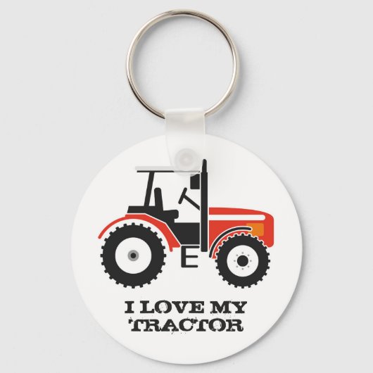 Ik hou van mijn rode tractorsleutel sleutelhanger (Voorkant)