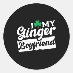 Ik hou van mijn roodharige vriend groen Ierse klav Ronde Sticker
