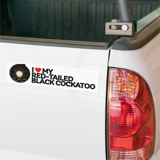 IK HOU VAN MIJN ROODSTAART ZWARTE COCKATOO - VROUW BUMPERSTICKER (Op Truck)