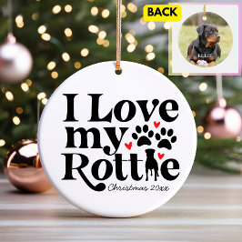 Ik hou van mijn Rottie Rottweiler-hond Aangepaste  Keramisch Ornament
