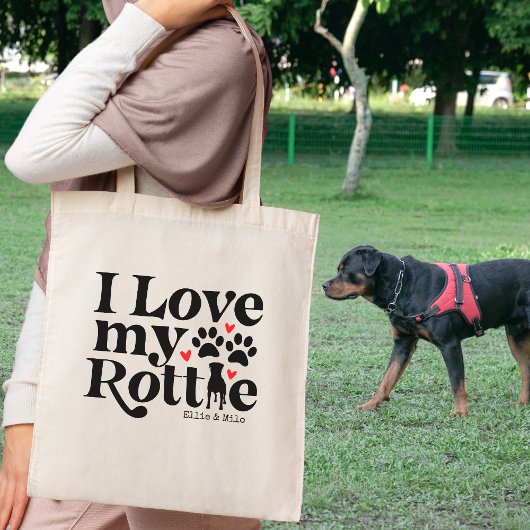 Ik hou van mijn Rottie Rottweiler-hond Aangepaste Tote Bag