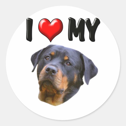 Ik hou van mijn Rottweiler 3 Ronde Sticker (Voorkant)