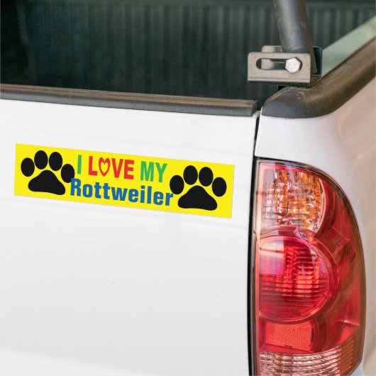 Ik hou van mijn rottweiler-Bumpersticker Bumpersticker (Op Truck)