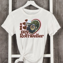 Ik hou van mijn Rottweiler Custom Pink Heart Foto T-shirt