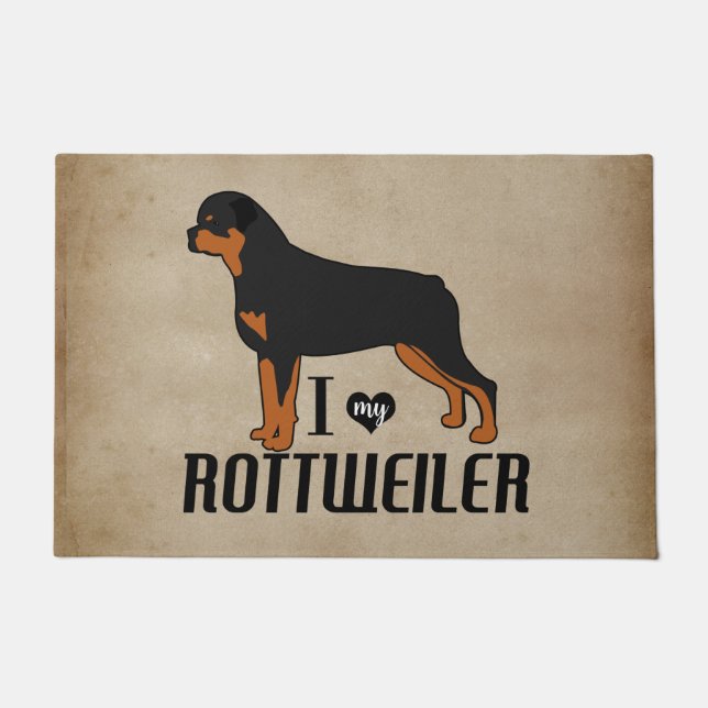 Ik hou van mijn rottweiler Dog Rustic Deurmat (Voorkant)