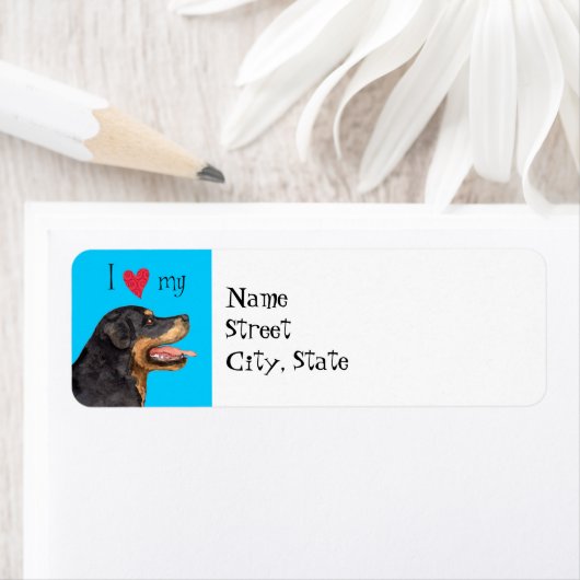 Ik hou van mijn rottweiler etiket (Insitu)