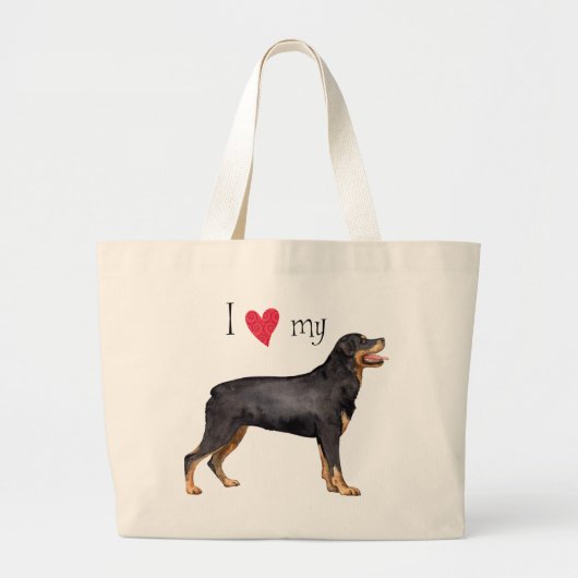 Ik hou van mijn rottweiler grote tote bag (Voorkant)