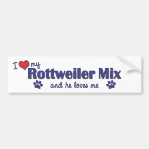 Ik hou van mijn rottweiler Mix (mannelijke hond) Bumpersticker