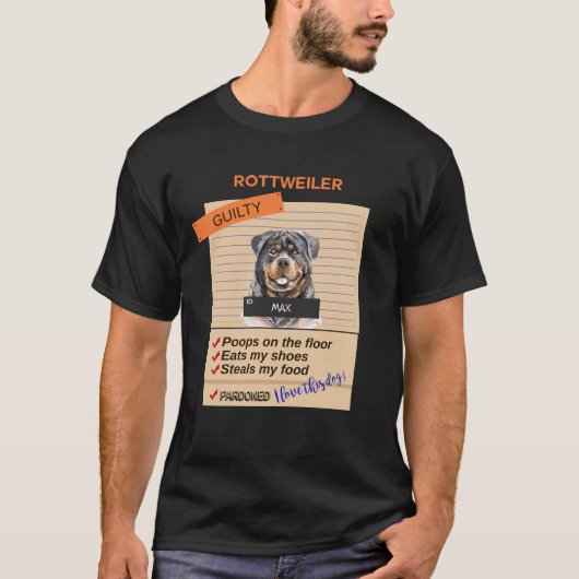 Ik hou van mijn rottweiler ondanks slechte gewoont t-shirt (Voorkant)