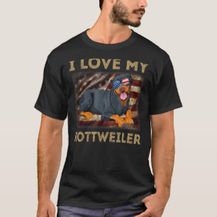 Ik hou van mijn rottweiler, pa American Flag Weine T-shirt