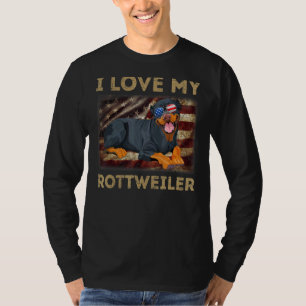 Ik hou van mijn rottweiler, pa American Flag Weine T-shirt
