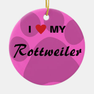 Ik hou van mijn rottweiler Pawprint Keramisch Ornament
