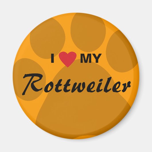 Ik hou van mijn rottweiler Pawprint Magneet (Voorkant)