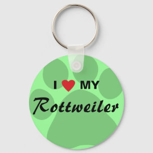 Ik hou van mijn rottweiler Pawprint Sleutelhanger